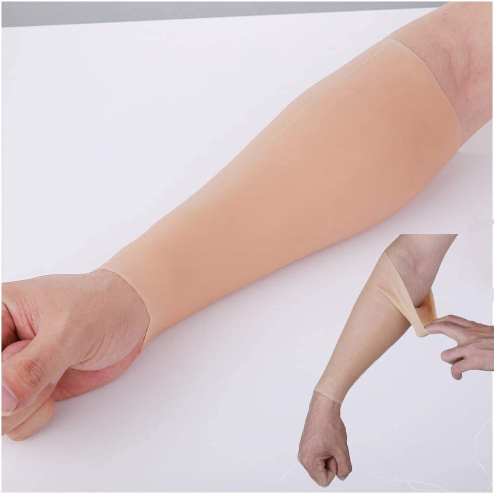 EZLUIYLDH Silicone False Arm - Realistic Silicone Sleeve Fake Arm - Soft/Nature Silicone Sleeve - for Scar Tattoo Birthmark Obscuration And Cosplay (1PC),S