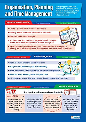 Daydream Education Organization, Planning and Time Management | Life Skills Posters | Gloss Paper measuring 33" x 23.5" | Functional Skills Classroom Posters | Education Charts