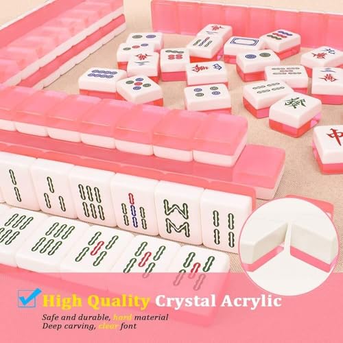 Mahjong Chino Profesional Rosa Dorado Acrílico 1.57 Pulgadas miniatura 2