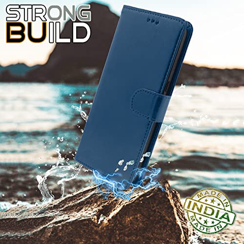 Image of Pikkme Realme C3 Flip Case Leather Finish | Inside TPU with Card Pockets | Wallet Stand and Shock Proof | Magnetic Closing | Complete Protection Flip Cover for Realme C3 (Blue)