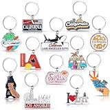 Landical 12 Pcs Los Angeles Souvenir Keychain California Souvenir Gifts Metal I Heart LA Keychain Bottle Opener Keyring