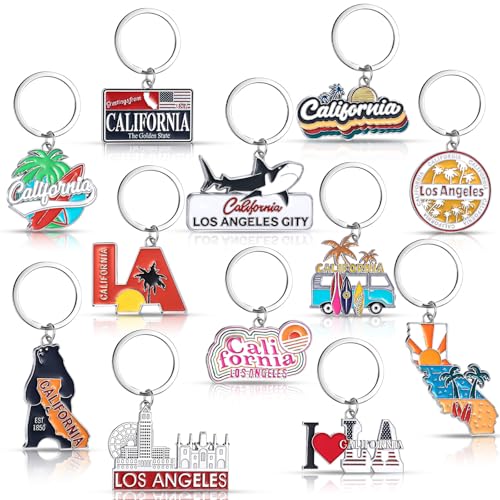 Landical 12 Pcs Los Angeles Souvenir Keychain California Souvenir Gifts