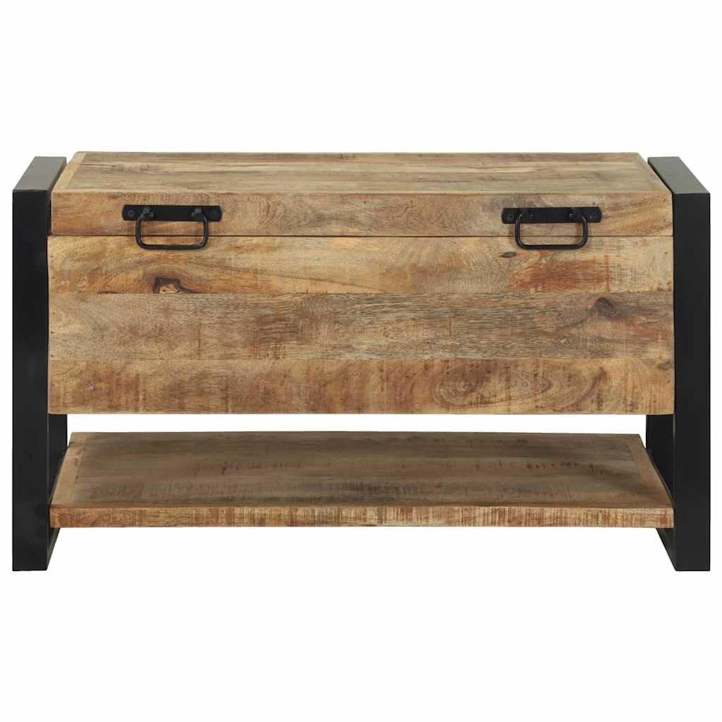 Caja de almacenamiento marrón 80 x 35 x 45 cm, baúl de madera maciza de mango, caja de madera industrial para salón y dormitorio, caja espaciosa para organizar techos y libros