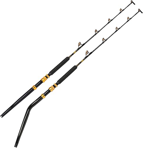 Miniatura 32 de Fiblink Caña de pescar doblada a tope 2 piezas de agua salada en alta mar caña de arrastre Big Game Roller Rod Barco convencional caña de pescar