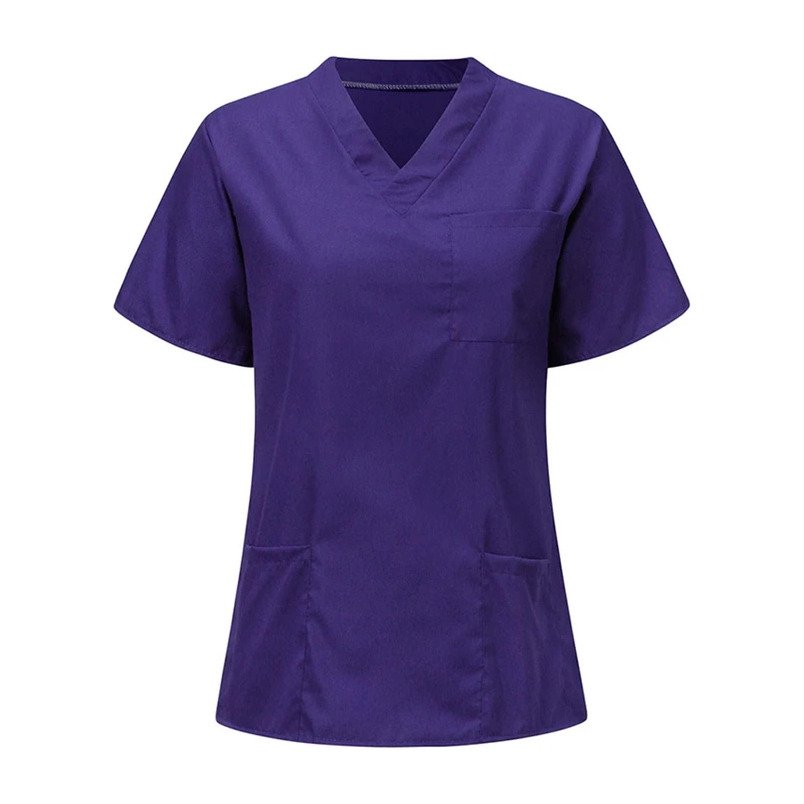 Blusa de Trabajo Informal Unisex de Manga Corta con Cuello en V y Bolsillos Grandes, Tallas XS-3XL(Green,XXL)