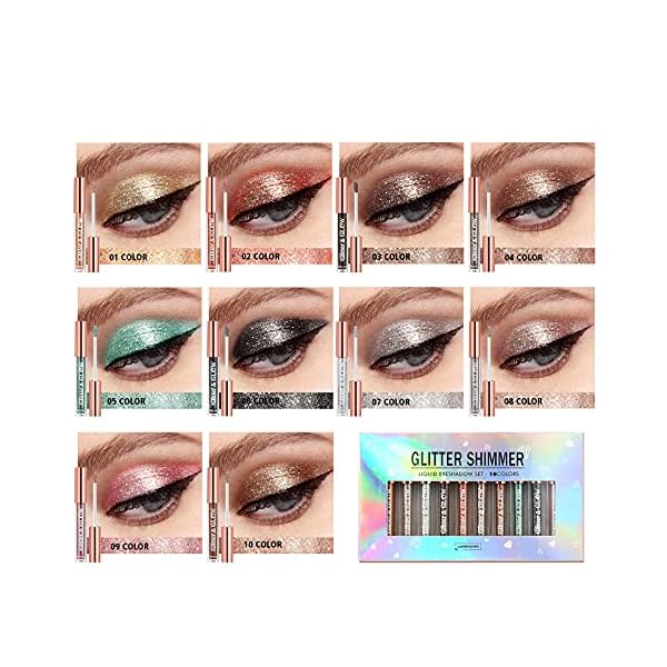 10-Colors-Liquid-Glitter-Eyeshadow-Set-Metallic-Glitter-Shimmer-Naked-Smokey-Eye-Looks-Waterproof-Long-Lasting-Quick-Drying-Sparkling-Eye-Shadow-Makeup-Kits BestLand 10 Colors Liquid Glitter Eyeshadow Set, Metallic Glitter Shimmer Naked Smokey Eye Looks Waterproof Long Lasting Quick-Drying Sparkling Eye Shadow Christmas Makeup Kits
