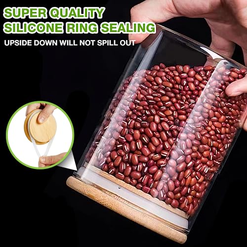 image for Mfacoy 4 Pack Glass Storage Jars with Airtight Bamboo Lid, 27 OZ Glass