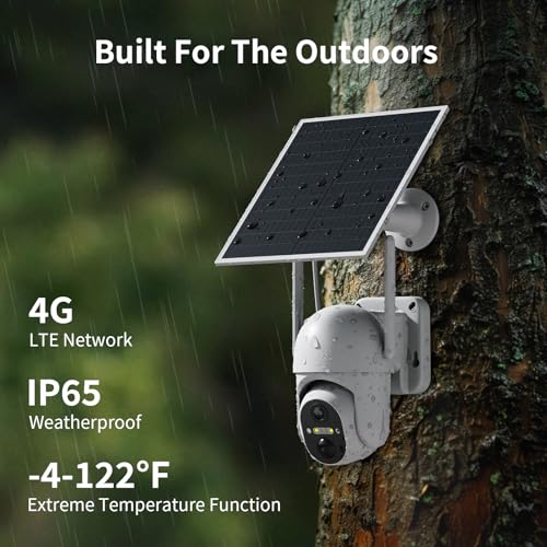 4G LTE Cellular Security Cameras Outdoor, 2 Pack No WiFi Security Camera Solar Powered with 360° View, 2K Color Night Vision, Includes SIM Card(Support Verizon/AT&T/T-Mobile) - Image 3