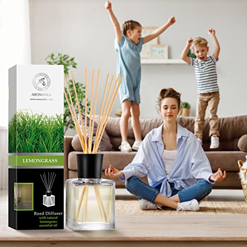 Room Fragrance Diffuser Lemongrass 6.8 Fl Oz - 200Ml - With Bamboo Sticks - With Pure & Natural Lemongrass Essential Oil - Intensive Room Scent - Diffuser Gift Set #TOP5
