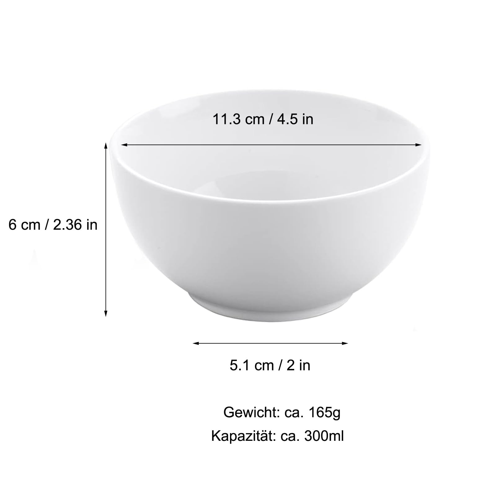 Set di 6 ciotole in ceramica di alta qualità da 300 ml, ideali per gelati, dessert, snack e molto altro ancora, impilabili, adatte ai bambini, facili da pulire in lavastoviglie