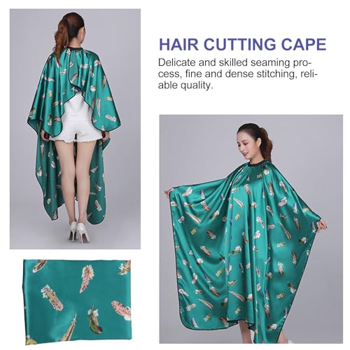 Capa para cortar cabello adulto verde con cierre de broche para barbería y uso en salón miniatura 3
