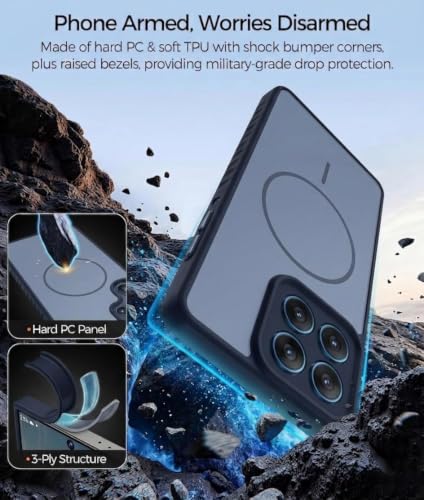 Image of VONZEE Matte Magnetic Case Compatible for Motorola Edge 70 Fusion Wireless Charging Shockproof Anti-Scratch TPU PC Slim Fit Full Protection Phone Cover for Motorola Edge 70 Fusion-Navy