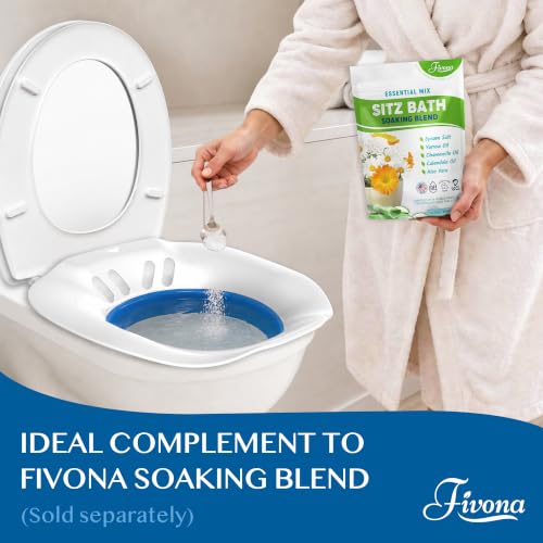 Image of Fivona Sitz Bath for Toilet Seat Postpartum and Hemorrhoids Care - Yoni Steam Seat - Foldable Basin for Epsom Salt Soak - Portable Bidet BPA Free Temperature Resistant - Universal Fit - Blue