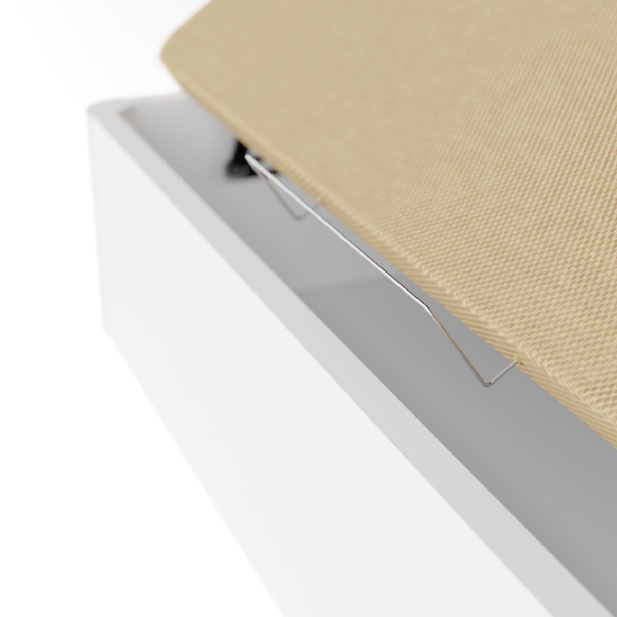 Somnia Descanso - Canapé Abatible Madera Gran Capacidad, Cajón Grosor 30mm,Tapa Reforzada y Transpirable, Blanco, 135 x 190
