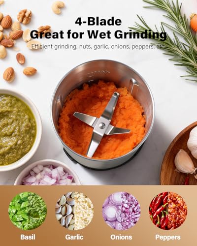 SHARDOR Coffee Grinder Electric, Spice, Herb, Grinder for Coffee Bean Spices and Seeds with 2 Removable Stainless Steel Bowls, Black