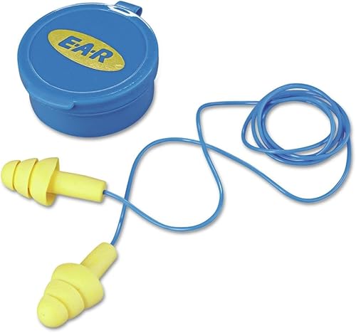 Tapones para los oídos con cable de espuma E-A-R UltraFit de triple brida de usos múltiples. (50 pares)