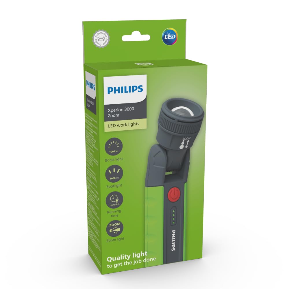 Philips Xperion 3000 Zoom LED-Arbeitsleuchte, robuste wiederaufladbare Werkstattlampe mit Zoomfunktion, 1000lm | robuste wiederaufladbare Werkstattlampe mit Zoomfunktion, 1000lm
