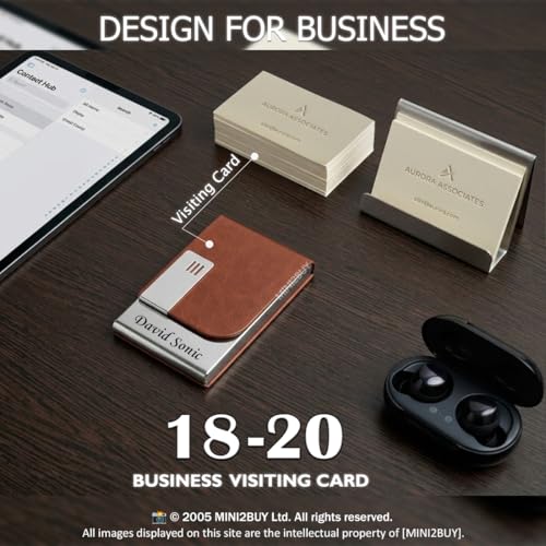 Image of Mini2buy Customized Name Engraved Card Holder for Credit, Debit, ATM, and Business Visiting Cards from Premium Stainless Steel Size Ideal for Personal use or Corporate Gifting (Brown)