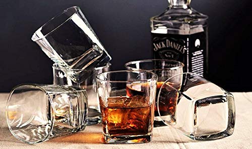 Image of Premium Crystal Whiskey Glasses Set of 6 Large Lead-Free Crystal Glass Tasting Cups Scotch Glasses Tumblers for Drinking Irish Whisky Bourbon Tequila (Square Tumbler, 6 * 9.1oz)