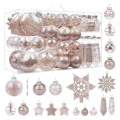 SHareconn 100PCS Christmas Tree Ornaments Clear Set, Champagne