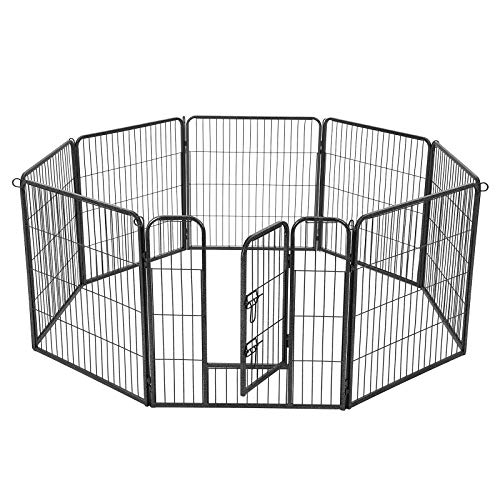 FEANDREA Welpenauslauf Welpenlaufstall Tierlaufstall Freilaufgehege Hundelaufstall Welpenzaun Absperrgitter für Hunde Kaninchen kleine Haustiere 8-Eck grau 77 x 80 cm PPK88G