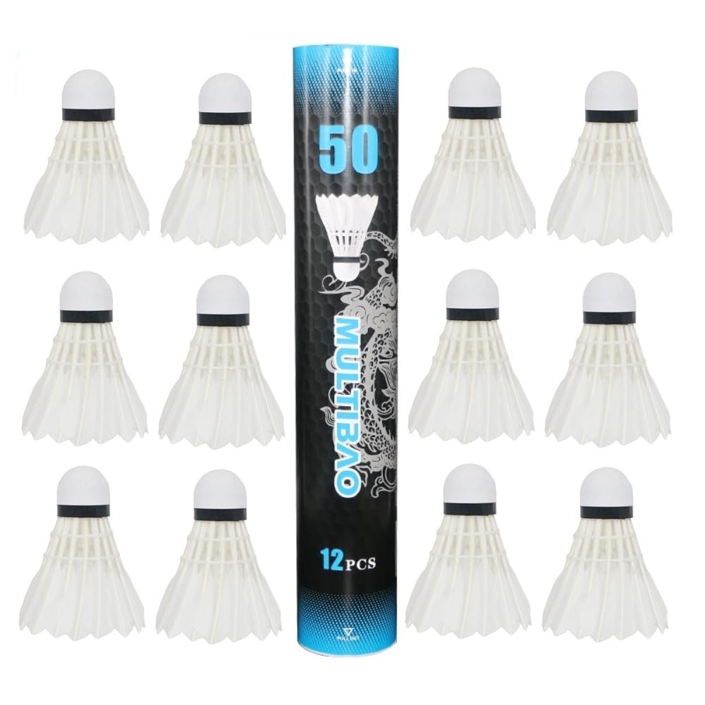 Multibao 12PCS Badminton Shuttlecocks Goose Feather Extra Durable with High Stability Suitable for Professional Training Indoor Outdoor Sport