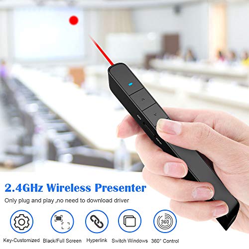 Key-Customized Wireless Presenter Remote, KNORVAY N36 Presentation Pointer Presenter Supports Hyperlink, Media Play/Pause, Previous/Next Track, Volume Mute etc