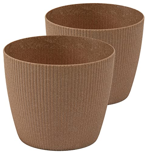 Tymar Blumentopf, 2er-Pack, Runde Form, Übertopf ((2pack) Holz, ø 25,5 cm)