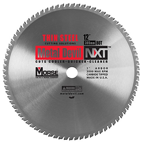 MK Morse CSM1280NTSC Metal Devil NXT Metal Cutting Circular Saw Blade, Thin Steel, 12-Inch Diameter, 80 TPI, 1-Inch Arbor