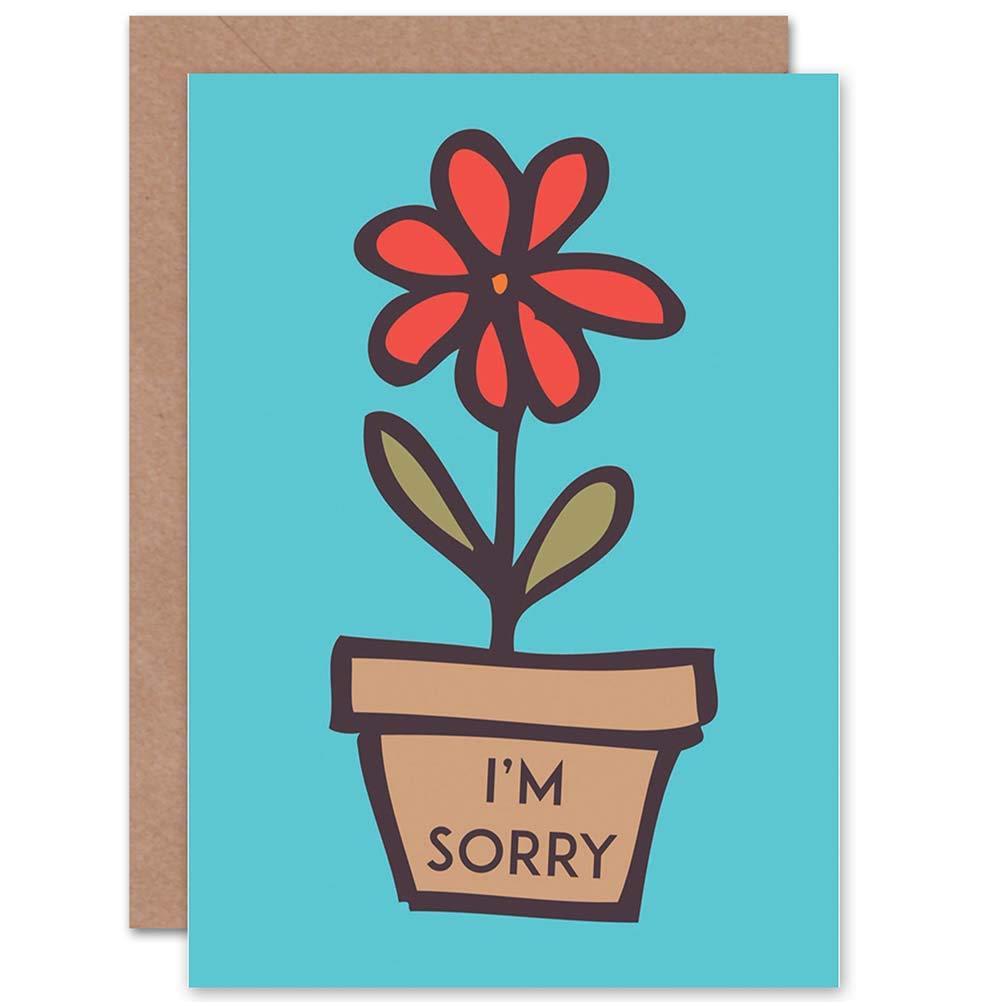 Amazon.com: APOLOGY SORRY FLOWER POT CARTOON ART GREETINGS GREETING CARD  GIFT : Office Products