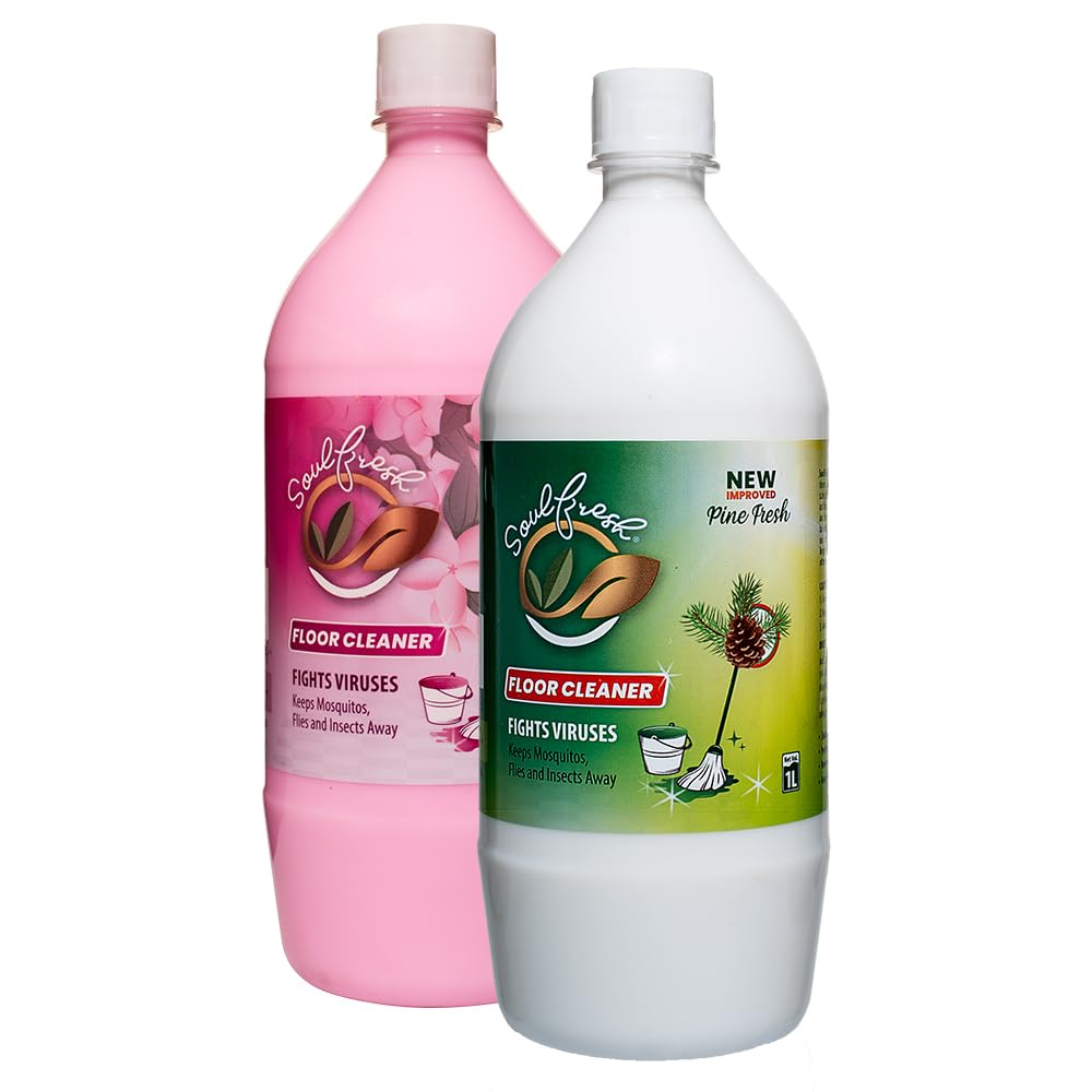 Soulfresh Perfumed Floor Cleaner liquidJasmine & Pine scent Phenyl 1 Ltr each (Pack of 2) | Removes Dirt, Odour, Keeps Mosquitos, Flies & Insects Away|