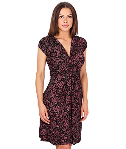 KRISP® Women Printed Jersey Knee Length Dress Knot Front Wrap Gat...