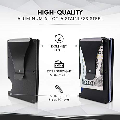 Minimalist Wallet For Men - RFID Blocking Anti-Theft Slim Aluminum Wallet With Money Clip - Credit Card, ID Card & Passport Holder, Elegant & Durable Minimalism Wallet - Image 4