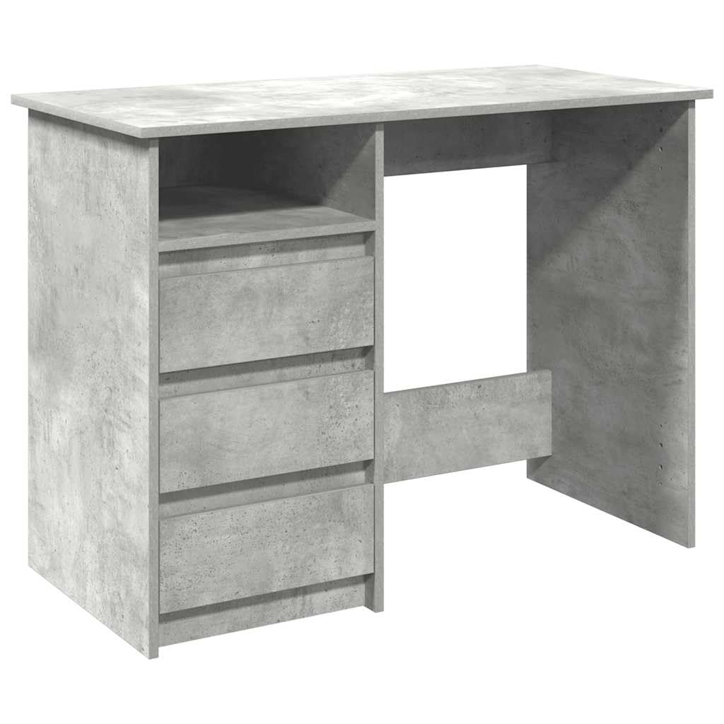 Biurko betonowe szare 102 x 50 x 75 cm z materiału drewnopochodnego, stół roboczy z dużym blatem do komputera i przyborów do pisania, stół biurowy z dużą ilością miejsca do przechowywania