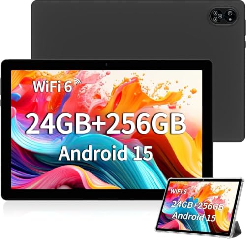 JXCNSNW 10.1" Android Tablet, Dual SIM 4G LTE, 24GB RAM, 256GB Storage, Support 1TB Extension, IPS Touch Screen, Dual Camera, WiFi/WLAN/Bluetooth/GPS, TYD