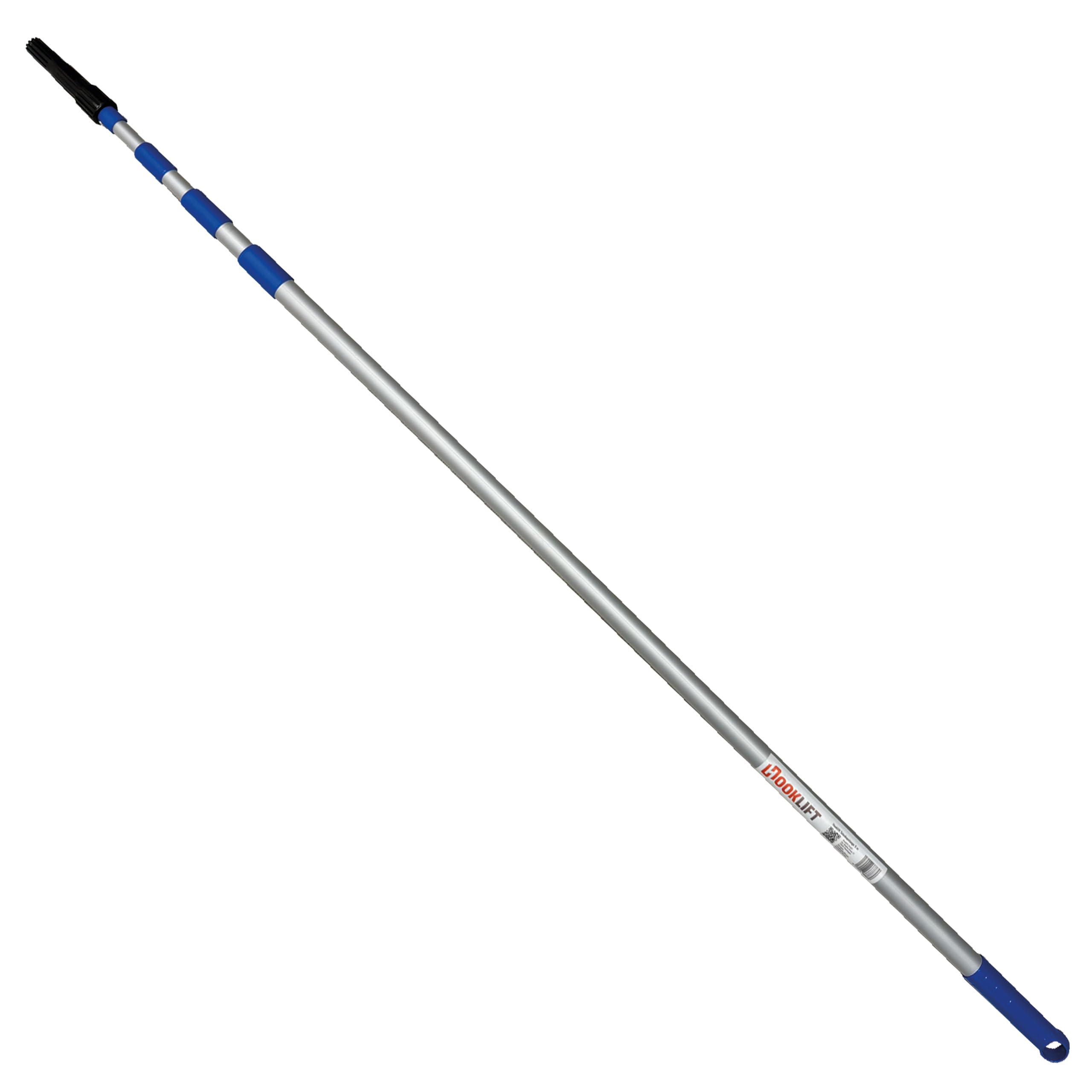 die KÜRZESTE 5m Alu-Teleskopstange mit Adapter, stufenlos von 154 bis 505 cm verstellbar; ideal für das neuartige Magnet-Haken-System und für weitere Werkzeugaufsätze nutzbar