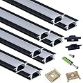 THMOOTHER Recessed LED Strip Black Channel Diffuser 8-Pack 6.56FT,23.5X7MM LED Tape Aluminum Track with Flange,Flush Mounted Wardrobe Bookcase Wine Cabinet Groove Low Profile (6.56FT, Black, 8)