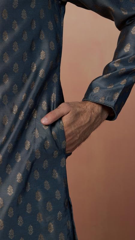 Image of Manyavar Men's Jacquard Hand Embroidered Kurta Set (2pcs)