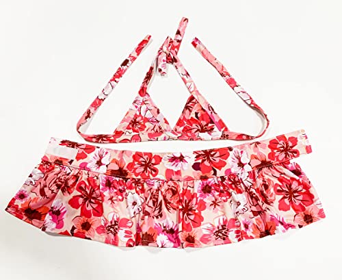 Image of Dog Bikini Swimsuit Summer Doggie Bathing Dress Leopard Rainbow Cat Skirt Beach Outfit for Puppy Dog Cat (S, Floral)