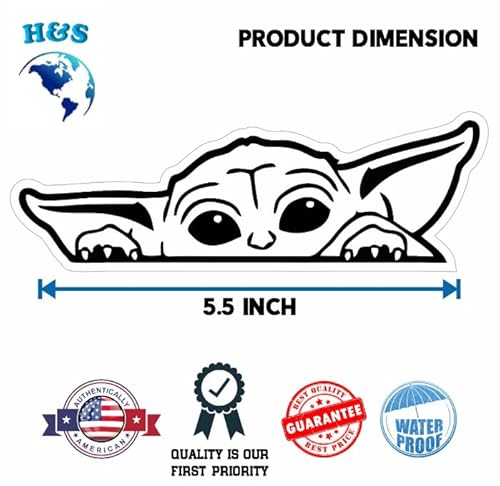 Baby Yoda Mandalorian, Vinyl Decal Sticker For Cars, Trucks, Vans, Suvs, Walls, Windows, Laptops, Notebooks, Cups Bottles, Black, 5.5" | H&S #TOP1
