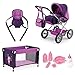 Bayer Design 15012B - Kombi-Puppenwagen Grande Mega-Set mit Reisebett und viel Zubehör, lila