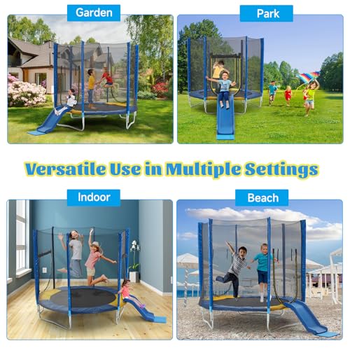 APTILTON Kid Trampoline with Slide 7FT with Safety Enclosure Net for Kids Spring Cover Ladder Free – Kids Hexagonal Trampoline for Toddlers and Children Indoor & Outdoor Use - Image 3