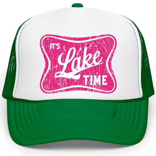 Image of It's Lake Time Summer Classic 5 Panel Foam Front Mesh Snap Back Trucker Hat
