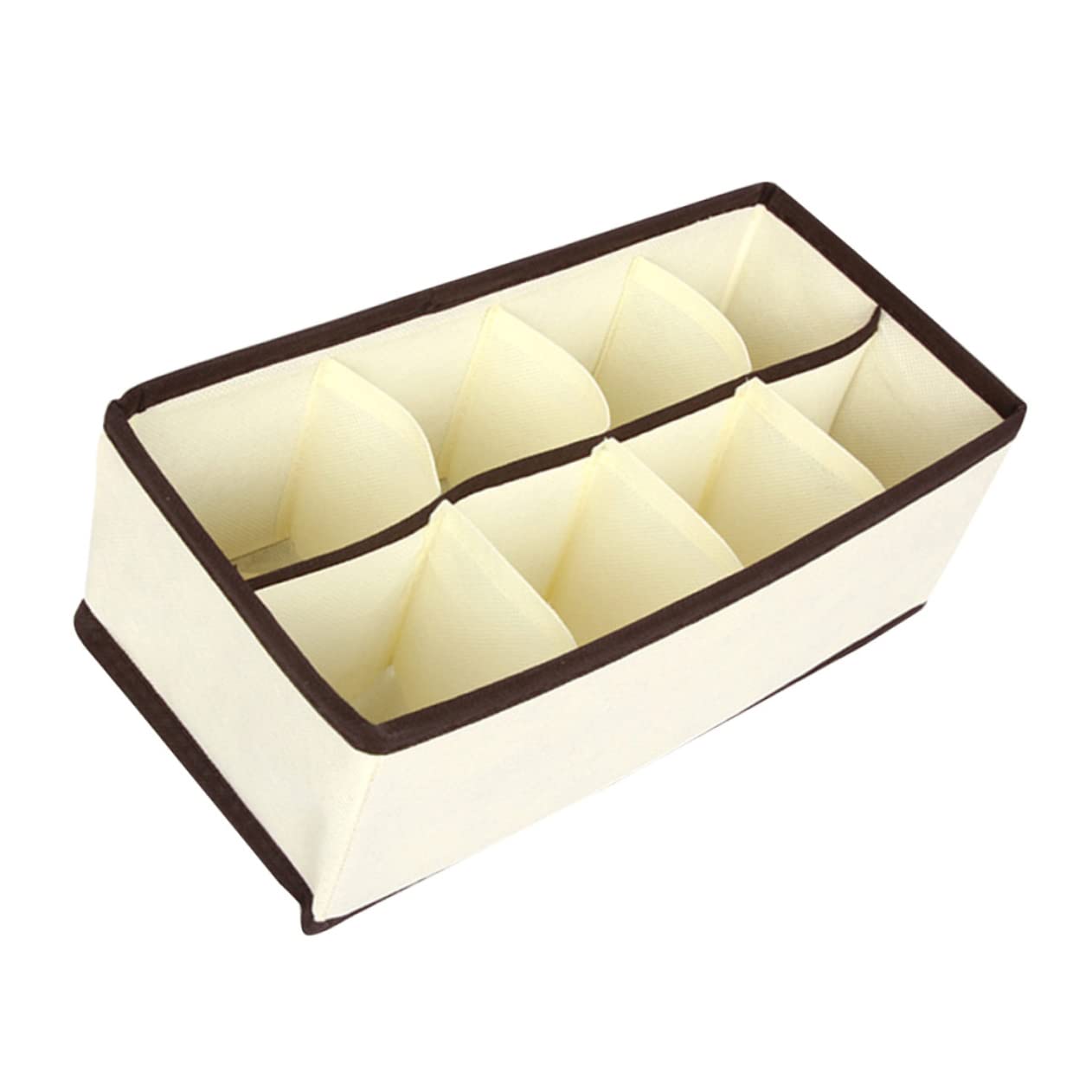 Cabilock Foldable Non Woven Beige Underwear Organizer with Compartments for Efficient Storage of Socks Panties and Accessories for Closet Drawer Organization
