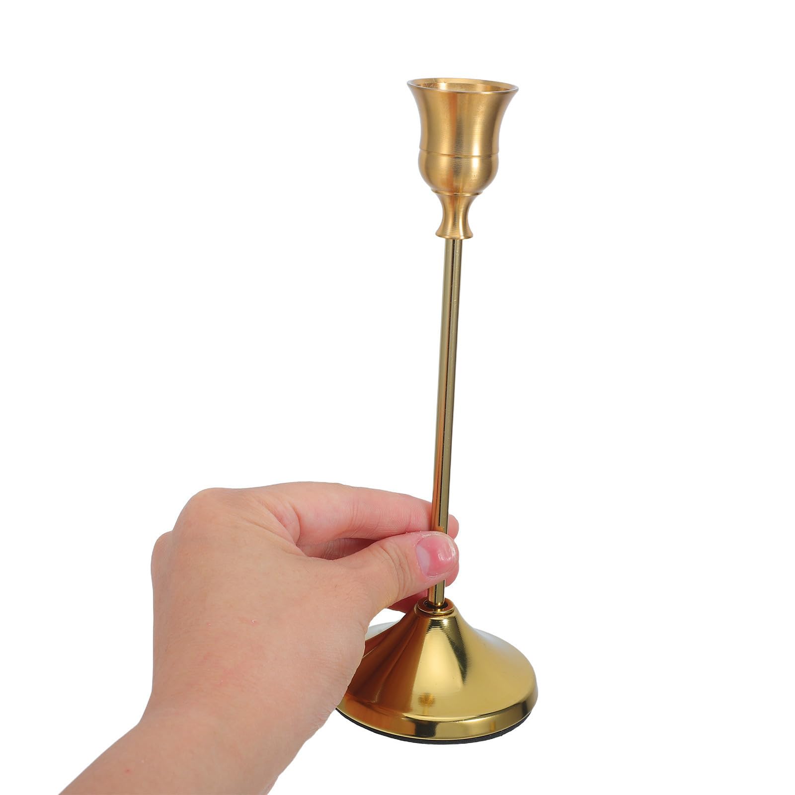 Mikikit Vintage Kerzenhalter für Stabkerzen aus Aluminiumlegierung 30 Stück Goldfarben mit Sicherem Kerzensitz und Minimalem Wachstropfen für Schlafzimmer und Dinnerpartys