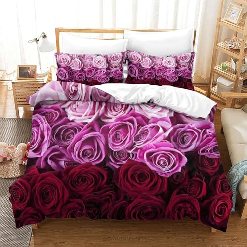 Parure de lit rose 3D pour une chambre d'ado douce et moderne avec housse King