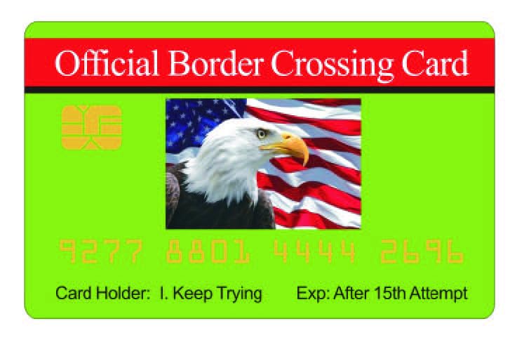 Funny Border Crossing Cards 4-Pack - Novelty Bank Cards With Raised Numbers & Serial Numbers