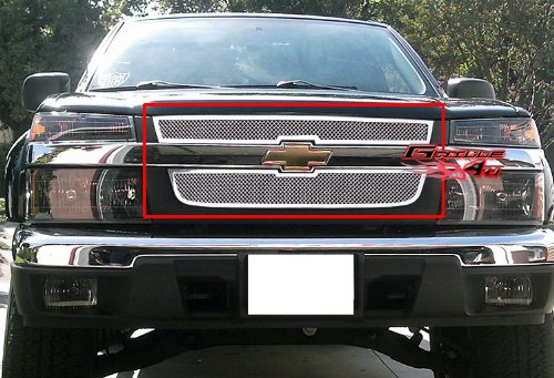 APS Stainless Steel Mesh Grille Insert For 2004-2012 Chevy Colorado – Chrome 2-Piece Set