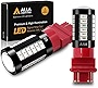 Alla Lighting 2800lm T25 Wedge 3156 3157 LED Bulbs, Red Brake Stop Tail Lights/Turn Signal Lamps 3057 4057 4157 3457 3057KX 3157KX 4057KX P27/7W 3157LL Xtreme Super Bright 5730 33-SMD Taillights