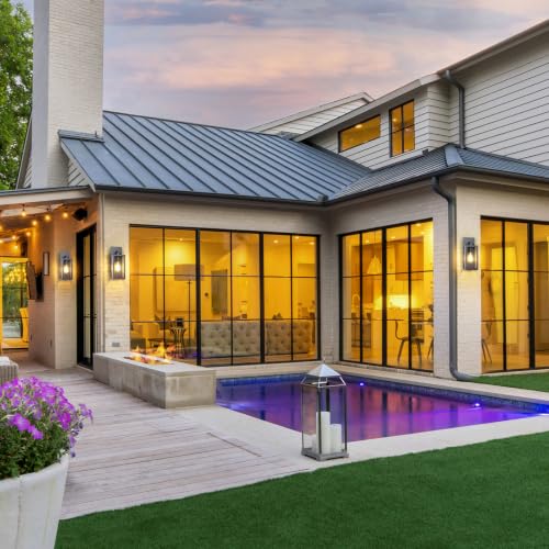 Image of BesLowe Outdoor Wall Light Fixtures, Outside Porch Lights, Graphite Gray | Waterproof Metal Construction, Rust-resistant, Quick & Easy Installation, Clear Glass Shades & Standard E26 Socket